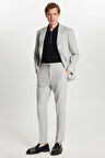 Erkek Regular Fit Gri Esnek Likralı Kumaş Mono Yaka Torba Cepli Takım Elbise