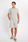 Relax Fit Rahat Kesim %100 Pamuk Özel Tasarım Erkek Gri Şortlu Eşofman Takım