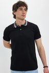 Erkek Slim Fit Dar Kesim %100 Pamuk Siyah Polo Yaka Tişört