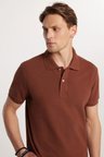 Erkek Slim Fit Dar Kesim Premium Seri %100 Pamuk Yumuşak Dokulu Merserize Kahverengi Polo Yaka Tişört 