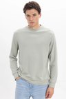 Erkek Standart Fit Normal Kesim Uzun Kollu Ekstra Soft Modal Kumaş Bisiklet Yaka Yeşil Sweatshirt
