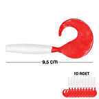 Silikon Kurt Sahte Yem - 95mm - Kırmızı/Beyaz - 10'lu Paket - Yumy (460-O-18095)