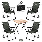 4 Adet Katlanır Kamp Sandalyesi ve Masa Seti - Rest - Taşıma Çantalı - Haki - 130 KG Taşıma