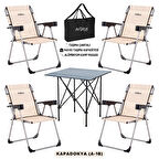 4 Adet Katlanır Kamp Sandalyesi ve Alüminyum Masa Seti - Rock Dark - Kapadokya - Taşıma Çantalı