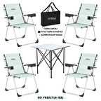 4 Adet Katlanır Kamp Sandalyesi ve Alüminyum Masa Seti - Rock Silver - Su Yeşili - Taşıma Çantalı