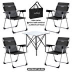 4 Adet Katlanır Kamp Sandalyesi ve Alüminyum Masa Seti - Rock Silver - Antrasit - Taşıma Çantalı