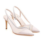 Newbie Bej Kadın Taşlı Saten Abiye Ayakkabı