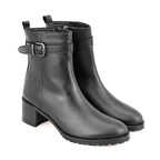 Cosa Siyah Kadın Fermuarlı Deri Bot