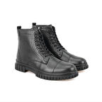 Valentin Siyah Erkek Fermuarlı Deri Bot