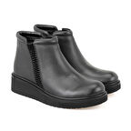 Stella Siyah Kadın Fermuarlı Deri Bot