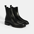 Kadın Siyah Lastikli Deri Chelsea Bot