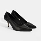 Kadın Siyah Deri Stiletto