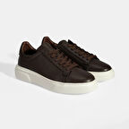 Erkek Kahve Bağcıklı Deri Günlük Ayakkabı