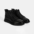 Erkek Siyah Bağcıklı Deri Bot