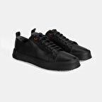 Erkek Siyah Bağcıklı Deri Günlük Ayakkabı