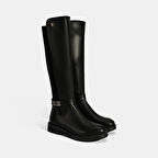 Kadın Siyah Metal Aksesuarlı Stretch Çizme