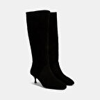 Kadın Siyah Süet Deri Çizme