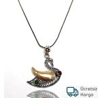 Kuğu Model Taşlı Telkari  Kadın Gümüş Kolye