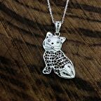 Kedi Model Telkari Kadın Gümüş Kolye