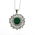 Zümrüt Ve Markazit Taşlı Yuvarlak Model 925 Ayar Gümüş Kadın Kolye