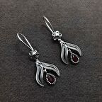 Yakut Taşlı Oksitli Telkari Gümüş Kadın Küpe