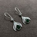 Zümrüt Taşlı Oksitli Telkari Gümüş Kadın Küpe