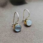 Beyaz Kedi Gözü Taşlı Otantik Gümüş Kadın Küpe