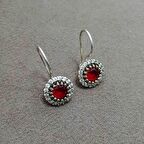 Yakut ve Beyaz Zirkon Taşlı Otantik Gümüş Kadın Küpe