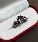 Mistik Topaz ve Beyaz Zirkon Taşlı 925 Ayar Otantik Gümüş Kadın Yüzük