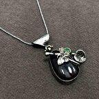 Orjinal Damla Kehribar Taşlı El İşçiliği Otantik Gümüş Kadın Kolye Ucu