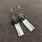 Püsküllü Mardin Hasırı Gümüş Kadın Küpe