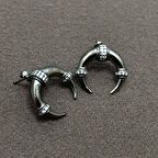 Zirkon Taşlı Modern Ay Model Gümüş Kadın Küpe