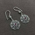 Yakut Taşlı Oksitli Telkari Gümüş Kadın Küpe