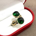 Zümrüt Taşlı 925 Ayar Otantik Gümüş Kadın Yüzük