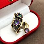 Mistik Topaz Taşlı 925 Ayar Otantik Gümüş Kadın Yüzük