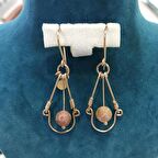 Akik Taşlı Rose Kaplama Kadın Gümüş Küpe