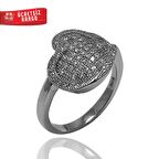 Kalp Tasarım Gümüş Zirkon Yüzük