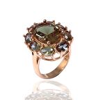 Elips Model Rose Zultanit Taşlı Gümüş Yüzük