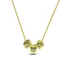 Zirkon Taşlı Altın Kaplama 3 harf Gümüş Kolye