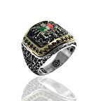 Osmanlı Sancağı Model Mineli Erkek Gümüş Yüzük