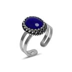 Lapis Lazuli Taşlı Mardin Hasırı Gümüş Kadın Yüzük