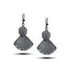 Yelpaze Model Oksitli Telkari Gümüş Küpe