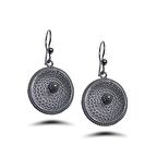 Yuvarlak Model Oksitli Telkari Gümüş Küpe