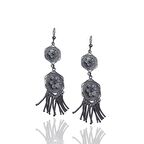 Sallantılı Çiçek Model Oksitli Telkari Gümüş Küpe