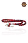Bordo Kapsül Kesim 925 Ayar Gümüş Püsküllü Ateş Kehribar Tesbih 201023767