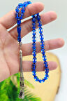 Mavi Sürmeli Alpaka Püsküllü Arpa Kesim Toz Kehribar Tesbih 201024016