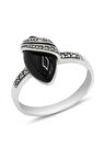 Oniks Taşlı 925 Ayar Gümüş Markazit Kadın Yüzük 201024203