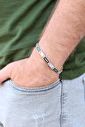 Çizgi Tasarım 925 Ayar Saf Gümüş Erkek Bileklik 201024446