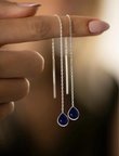 Safir Taşlı Zincir Damla Model Gümüş Kadın Küpe 201025618