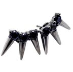 Dişli Model Rodyumlu Siyah Zirkon Taşlı Gümüş Kadın Küpe